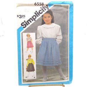 UNCUT Vintage Sewing PATTERN Simplicity 6558, Childs 1984 Wrap Skirt and Wrap